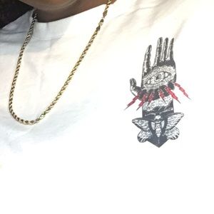 White graphic design crew neck